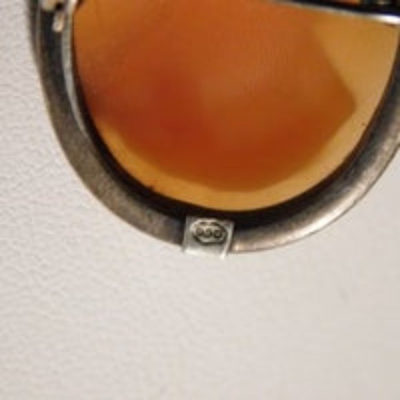 Antique Carved Shell Cameo Brooch Pin Pendant 800 Silver - Picture 4 of 8